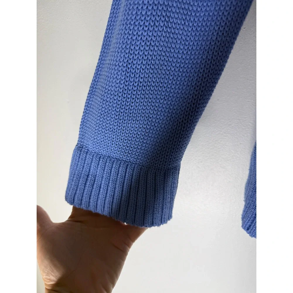 J.Crew Womens Periwinkle Blue Cotton V-Neck Shaker Stitch Sweater CJ906 Small